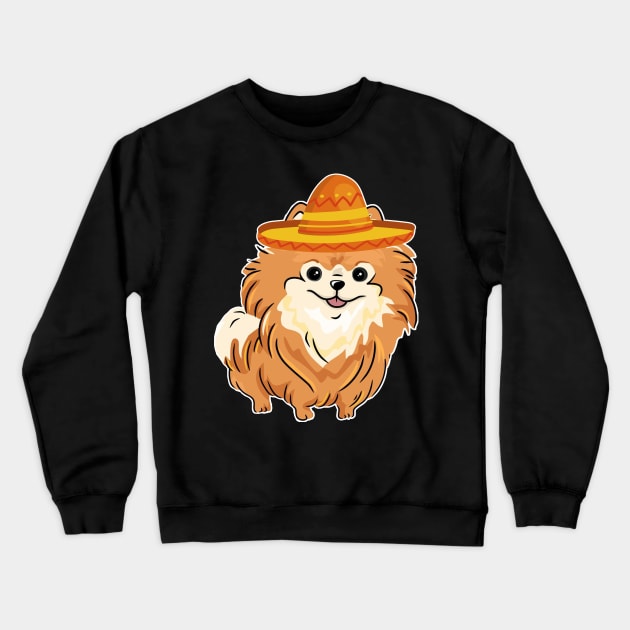 Cute dog pomeranian mexico cinco de mayo Crewneck Sweatshirt by franzaled